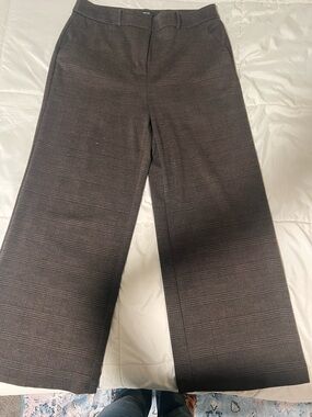 Women’s Plaid Wide-Leg Dress Pants - Charcoal Brown